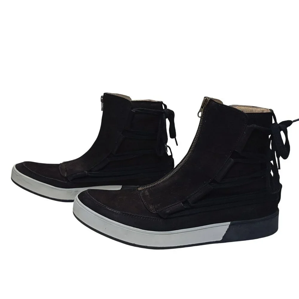 McNdo Kyoto High-Top Sneakers With Zipper & Lace Details Size 11 USA Mens Black